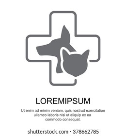 Web line icon. Veterinary medicine icon (dog, cat and cross).