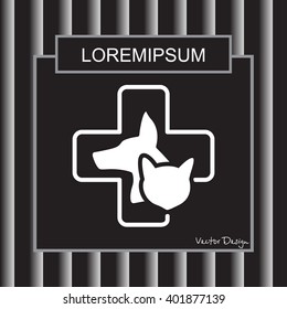Web line icon. Veterinary medicine icon (dog, cat and cross).