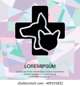 Web line icon. Veterinary medicine icon (dog, cat and cross).