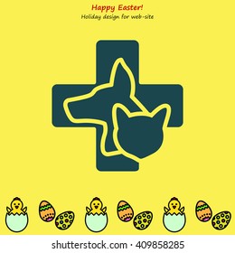 Web line icon. Veterinary medicine icon (dog, cat and cross).