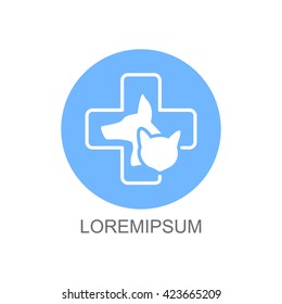 Web line icon. Veterinary medicine icon (dog, cat and cross).