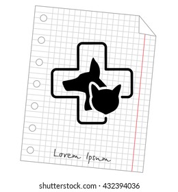 Web line icon. Veterinary medicine icon (dog, cat and cross).