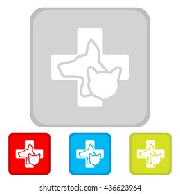 Web line icon. Veterinary medicine icon (dog, cat and cross).