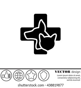 Web line icon. Veterinary medicine icon (dog, cat and cross).