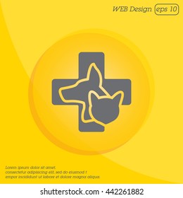 Web line icon. Veterinary medicine icon (dog, cat and cross).