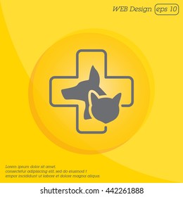 Web line icon. Veterinary medicine icon (dog, cat and cross).