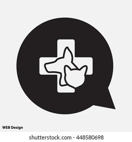 Web line icon. Veterinary medicine icon (dog, cat and cross).