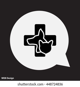 Web line icon. Veterinary medicine icon (dog, cat and cross).