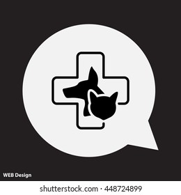 Web line icon. Veterinary medicine icon (dog, cat and cross).