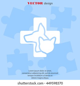 Web line icon. Veterinary medicine icon (dog, cat and cross).