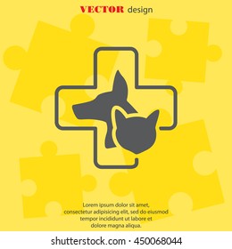 Web line icon. Veterinary medicine icon (dog, cat and cross).