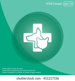 Web line icon. Veterinary medicine icon (dog, cat and cross).