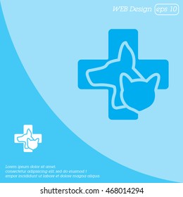 Web line icon. Veterinary medicine icon (dog, cat and cross).