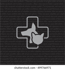 Web line icon. Veterinary medicine icon (dog, cat and cross).