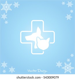 Web line icon. Veterinary medicine icon (dog, cat and cross).
