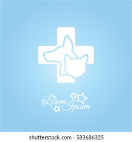 Web line icon. Veterinary medicine icon (dog, cat and cross).