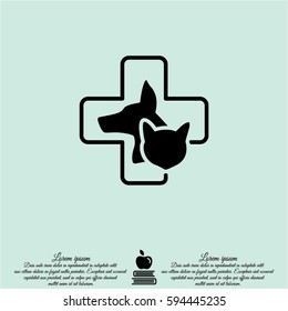 Web line icon. Veterinary medicine icon (dog, cat and cross).