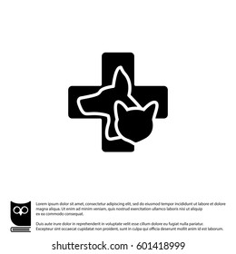 Web line icon. Veterinary medicine icon (dog, cat and cross).