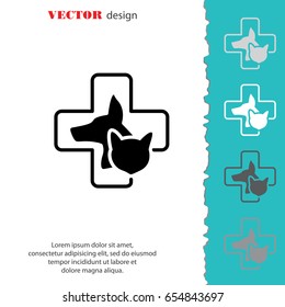 Web line icon. Veterinary medicine icon (dog, cat and cross).