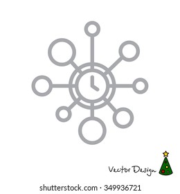 Web line icon. Wall clock, decoration