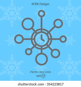 Web line icon. Wall clock, decoration