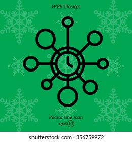 Web line icon. Wall clock, decoration