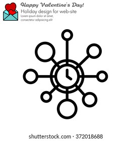Web line icon. Wall clock, decoration