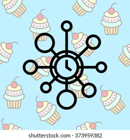 Web line icon. Wall clock, decoration