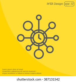 Web line icon. Wall clock, decoration