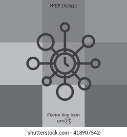 Web line icon. Wall clock, decoration