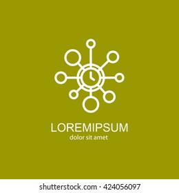 Web line icon. Wall clock, decoration