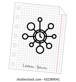 Web line icon. Wall clock, decoration