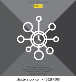 Web line icon. Wall clock, decoration