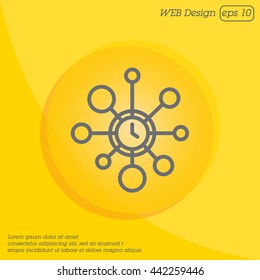 Web line icon. Wall clock, decoration