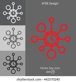 Web line icon. Wall clock, decoration