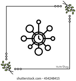 Web line icon. Wall clock, decoration
