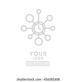 Web line icon. Wall clock, decoration