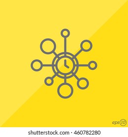 Web line icon. Wall clock, decoration