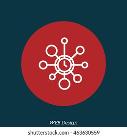 Web line icon. Wall clock, decoration
