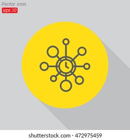 Web line icon. Wall clock, decoration