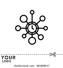 Web line icon. Wall clock, decoration