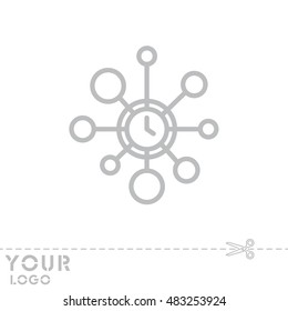 Web line icon. Wall clock, decoration