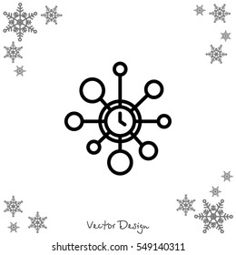 Web line icon. Wall clock, decoration