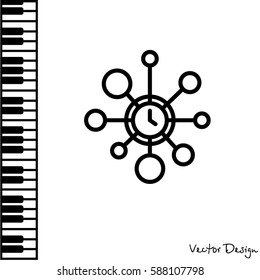 Web line icon. Wall clock, decoration