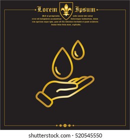 Web line icon. Water drops in hand