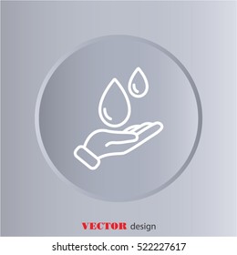 Web line icon. Water drops in hand