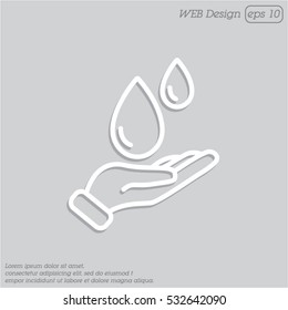 Web line icon. Water drops in hand