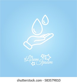 Web line icon. Water drops in hand