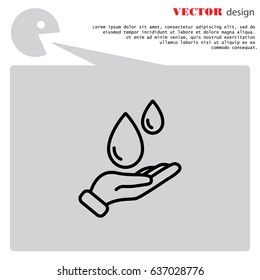 Web line icon. Water drops in hand