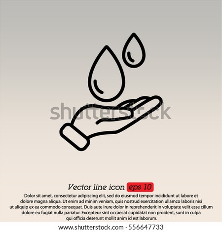 Web line icon. Water drops in hand
